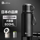 KOKUUN日本品牌保溫杯男款大容量316不銹鋼底2025新款便攜燜泡茶水分離 黑色顯溫款 800ml