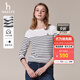 哈吉斯（HAZZYS）女裝 秋款T恤經(jīng)典條紋休閑長袖T恤ABTSE0BCF05 白色WT L (165/88A 40)