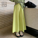 美洋（MEIYANG）青檸防曬半裙UPF50+防蚊口袋休閑度假A字大擺長(cháng)裙夏季高腰半身裙 黃綠色（長(cháng)版） S