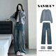 妍莉芬（yanlifen）2025年春裝搭配一整套秋季毛衣流行牛仔褲穿搭套裝衣服女裝褲子 針織衫+牛仔褲兩件套裝 XL【建議60/65kg】