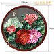 伯莎丹頓蘇繡牡丹掛畫(huà)手工真絲刺繡客廳臥室玄關(guān)走廊背景墻壁裝飾畫(huà)送禮物 帶框成品 (畫(huà)芯直徑100cm 外框直徑108cm)