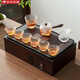聚晟日式白瓷紫砂功夫茶具茶杯套裝茶盤(pán)多功能收納盒大號茶臺家用茶托 茶盒+10頭玻璃茶具