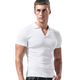 簡(jiǎn)束翻領(lǐng)短袖t恤男士純色棉質(zhì)修身緊身polo領(lǐng)打底衫男彈力上衣夏季T 白色 M （95-120斤左右修身型）