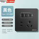 國(guó)際電工雙USB插座面板20W快充墻壁無(wú)需充電頭Type-c家用五孔插座快充面板 五孔2.1A雙USB+type-c【黑色】