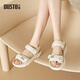 大東運動(dòng)涼鞋女鞋2026夏季新款休閑風(fēng)中跟平底魔術(shù)貼露趾鞋5036 米色 37