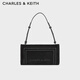CHARLES&KEITH柔軟絨布手提腋下包小方包女生日禮物女神節禮物CK2-20151378-A Black黑色 S