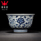 鐘家窯鐘家窯小茶杯 景德鎮(zhèn)純手工青花柴窯纏枝花紋喝茶杯子請(qǐng)客杯品杯 纏枝壓手杯（無內(nèi)畫）