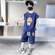 曼迪尚童裝男童夏裝套裝2024新款兒童夏季背心薄款運(yùn)動(dòng)中大童男孩夏款潮 藍(lán)色套裝 160