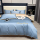 水星系列家紡100支新疆長(cháng)絨棉全棉被套單件純棉夏季單人床品家紡 夕顏-水平藍+曲奇 220*240cm單被套