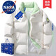NASA LEAP官方男裝冬季棉服外套男士羽面包絨服棉衣加厚保暖冬裝棉襖男情侶 白色 M(建議90-120斤)