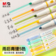 晨光(M&G)文具5色雙頭熒光筆 粗細兩用記號筆 彩色劃重點標記筆 優(yōu)品雨后青提系列手帳筆 5支/盒AHMT6202