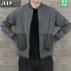 JEEP SPIRIT外套男秋冬韓版痞帥修身短款棒球服日系復古薄款工裝夾 灰色 XL（勿拍，補貨中）