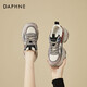 達芙妮（DAPHNE）老爹鞋女2025夏季新款系帶學(xué)生厚底增高休閑鞋女輕便運動(dòng)鞋女 灰藍色 37