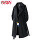 NASA XVVX官方聯(lián)名秋冬新款中長(zhǎng)款風(fēng)衣男生寬松休閑雙排扣過膝大衣外套男 黑色 XL