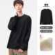 布衣傳說(shuō) 280g蘭精莫代爾 圓領(lǐng)長(cháng)袖t恤男士百搭純色打底衫上衣服 黑色 L