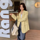 GARNUO黃色小西裝外套女小個(gè)子2026早春秋季新款高級設計感小眾休閑西服 黃色 S 【80-100】