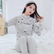 箐箐花少女保暖內(nèi)衣加厚加絨學(xué)生棉毛衫秋衣秋褲棉女士冬季保暖套裝 灰色星星 3XL(90-110斤)