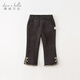 戴維貝拉（DAVE＆BELLA）兒童九分褲女童小香風(fēng)褲子雪尼爾中大童喇叭褲秋冬新款寶寶休閑褲 深灰色【DB4237324-N】 140 cm（建議身高130-140cm）
