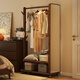徹徹實(shí)木衣帽架全身試穿衣鏡一體衣架可移動(dòng)掛衣架落地臥室置物架家用 【胡桃色實(shí)木框架】橡膠木