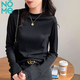 NOME正肩小立領(lǐng)打底衫女長袖T恤內(nèi)搭春秋冬修身顯瘦上衣 黑色 2XL
