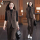 啄木鳥(niǎo)時(shí)尚套裝女2025秋季新款時(shí)髦洋氣西裝馬甲打底衫闊腿褲氣質(zhì)三件套 咖色【三件套】 XL 【建議 115-125斤】