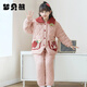 夢(mèng)貝熊2024冬季睡衣女童法蘭絨夾棉中大童秋冬珊瑚絨加厚女孩兒童家居服 藕粉-83012 140(14碼建議身高135-140)