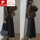 皮爾卡丹（pierre cardin）時(shí)尚套裝女2023秋季新款女裝氣質(zhì)秋冬裝搭配一整套大碼微胖mm高 咖色外套+黑色半身裙  L 建議105-120斤