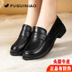 富貴鳥(niǎo)（FUGUINIAO）春秋季皮鞋女真皮深口樂(lè )福鞋英倫風(fēng)學(xué)生女鞋文藝范小皮鞋媽媽單鞋 FG506黑色 36
