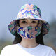 云薔帶口罩的遮陽帽帽子 女夏季可折疊漁夫帽媽媽花朵太陽帽干農(nóng)活 藍(lán)色大花（口罩帽子一體） 均碼(一般都能戴)