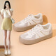 ZHR則則復古德訓鞋女鞋夏季新款厚底輕便透氣小白鞋女休閑運動(dòng)低幫板鞋潮 米灰色 37