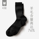 凰棉男士羊毛襪秋冬保暖正裝長(cháng)襪稍厚高筒商務(wù)襪子男 豎紋-6雙 均碼