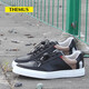 THEMUS板鞋男低2023新款時(shí)尚百搭牛皮格紋拼接戶(hù)外休閑皮鞋子男16058-1 黑色 40
