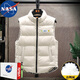 NASA RHUDE羽絨馬甲男秋冬季外套男士加厚保暖立領(lǐng)羽絨無(wú)袖馬夾上衣休閑背心 米白 XL (105-125斤)
