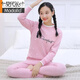 莫代爾保暖內(nèi)衣女套裝加絨加厚少女韓版可愛中學(xué)生圓領(lǐng)外穿秋衣秋褲打底 粉色貓咪 L【建議70-85斤】