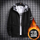 賓克萊秋季夾克男裝外套男衣服潮流男士工裝休閑連帽男生加絨外套春秋款 黑色 XL (推薦體重115-130斤)