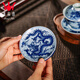 鐘家窯陶瓷蓋置景德鎮(zhèn)柴窯青花手繪暗海水龍紋蓋托壺蓋托杯墊配件 青花暗海水紋蓋置