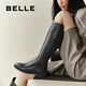 百麗（Belle）七夕禮物復(fù)古時髦騎士靴女商場同款真皮顯瘦長筒靴3NF73DG4 黑色 38 (240mm)