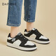 達芙妮休閑鞋女牛皮透氣平底運動(dòng)跑步低幫鞋板鞋女鞋 黑色（低幫） 38