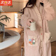 JIOESC珊瑚絨睡袍女秋冬季睡裙長(cháng)款冬款大碼加絨加厚法蘭絨浴袍睡衣外套 杏粉色 均碼【80-150斤】