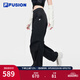 FILA FUSION斐樂潮牌梭織長(zhǎng)褲女秋季新款時(shí)尚休閑寬松工裝褲 正黑色-BK M