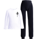 艾舞戈兒童舞蹈服女童秋季白色跳舞練功服上衣中國拉丁舞服男童T恤套裝 舞字長(cháng)袖+蘿卜褲 130 (身高130-140cm)