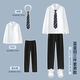 勤度成人禮服男18歲禮服學(xué)生高級(jí)感禮高中生生休閑流西裝套裝主持人畢 白長(zhǎng)+黑褲+藍(lán)皇冠帶 2XL