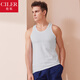 仕樂(lè )男士背心夏季萊卡棉圓領(lǐng)無(wú)袖修身彈力簡(jiǎn)約運動(dòng)中老年寬肩打底背心 淺灰 窄肩 3XL