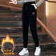 婳如嫣燈芯絨褲子女秋冬季休閑寬松2026新款加絨加厚運動(dòng)褲顯瘦束腳 黑色加絨 L