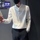羅蒙（ROMON）高級感長(cháng)袖襯衫男士潮牌春夏季襯衣套裝2025痞帥男裝潮流百搭修身 T67長(cháng)*袖白色 高質(zhì)量 XL