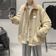 POUM外套男夾克春秋季羊羔毛加絨加厚潮牌棉襖子燈芯絨晉江棉服上衣服 LTT-7862卡其色 2XL