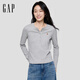 GAP女裝2025秋季新款小熊刺繡修身亨利領(lǐng)針織長(cháng)袖休閑上衣792685