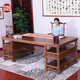三韻紅木家具非洲雞翅木（學(xué)名：非洲崖豆木）畫(huà)案實(shí)木辦公桌中式書(shū)桌仿古書(shū)法桌寫(xiě)字臺 長(cháng)180寬81高81cm圓腿畫(huà)案+椅子
