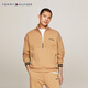 Tommy Hilfiger秋冬男裝純棉休閑簡(jiǎn)約字母半拉鏈立領(lǐng)寬松運動(dòng)服套頭衛衣 卡其RBL L