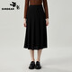 哥弟（GIRDEAR）女裝高腰優(yōu)雅拼接擺葉中長(zhǎng)半身裙1200325 黑 XL (5碼)